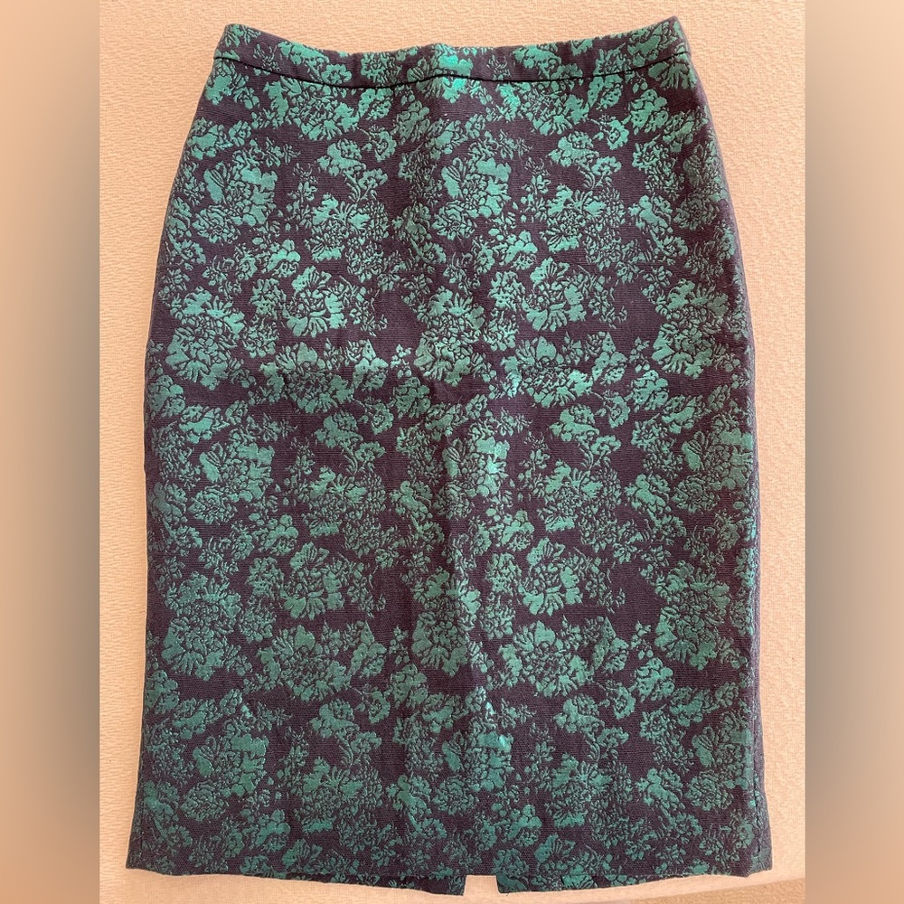 J.Crew No. 2 Metallic Brocade Pencil Skirt, US Size 00